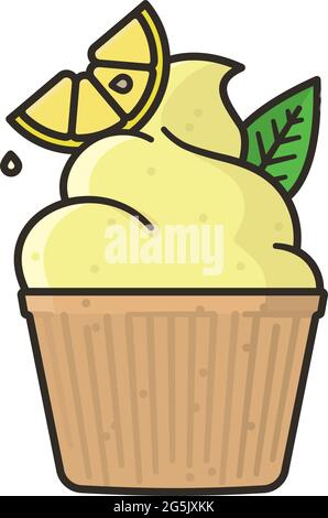 Pasticceria dolce e sour illustrazione vettoriale isolata per la Cupcake Day al limone il 15 dicembre Illustrazione Vettoriale