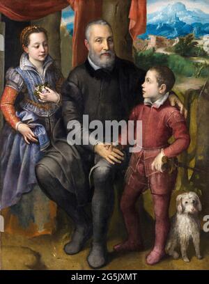 Padre, fratello e sorella dell'artista, ritratto di Sofonisba Anguissola, 1559 Foto Stock