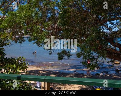 Vista del porto di Sydney e CDB su un bel cielo azzurro cielo azzurro mare limpido barche yacht e traghetto edifici residenziali e commerciali Australia Foto Stock