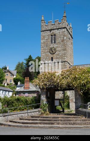 Lustleigh Church, Lustleigh, Dartmoor National Park, Devon, Inghilterra, Regno Unito, Europa Foto Stock