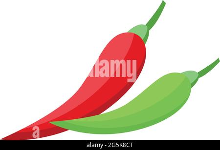 Icona di peperone verde rosso vettore isometrico. Illustrazione isolata di Chili. Cayenne caldo jalapeno Illustrazione Vettoriale