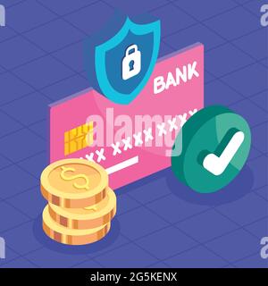 carta di credito e icone finanziarie Illustrazione Vettoriale