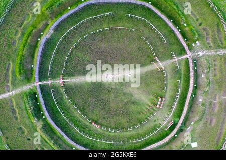 Ring santuario Pömmelte, Circular fossch, Pömmelte, Sassonia-Anhalt, Germania, Europa Foto Stock