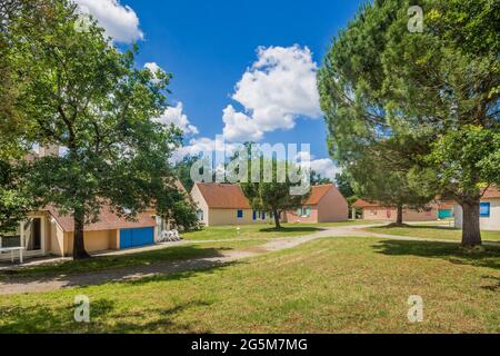 Chalet vacanze nel Parco Naturale di la Bellebouche - Mezieres-en-Brenne, Indre (36), Francia. Foto Stock