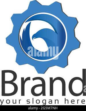 Logo Eagle TECH, illustrazione vettoriale su sfondo bianco Illustrazione Vettoriale