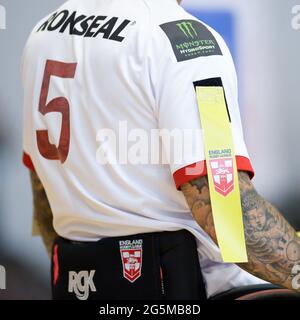 Sheffield, Inghilterra - 26 giugno 2021 -Lewis King of England dettaglio durante la Rugby League sedia a rotelle International England vs Galles all'English Institute of Sport, Sheffield, UK Dean Williams/Alamy Live News Foto Stock