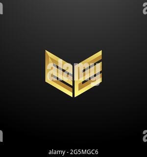 Logo EE Monogramma lettere iniziali modello di disegno con sfondo oro e nero icona vettoriale moderno Illustrazione Vettoriale