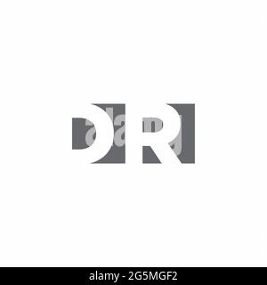 Monogramma DR Logo con modello di design in stile spazio negativo isolato su sfondo bianco Illustrazione Vettoriale