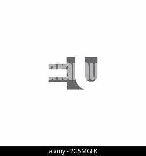 Monogramma EU Logo con modello di design in stile spazio negativo isolato su sfondo bianco Illustrazione Vettoriale