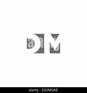 Monogramma DM Logo con modello di design in stile spazio negativo isolato su sfondo bianco Illustrazione Vettoriale