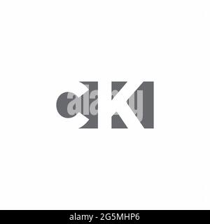 Monogramma CK Logo con modello di design in stile spazio negativo isolato su sfondo bianco Illustrazione Vettoriale