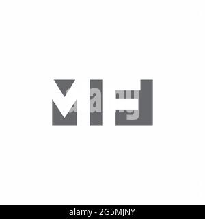 Monogramma MF Logo con modello di design in stile spazio negativo isolato su sfondo bianco Illustrazione Vettoriale