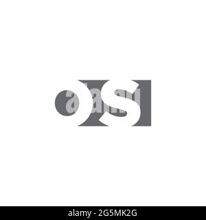 Monogramma del logo del sistema operativo con modello di design in stile spazio negativo isolato su sfondo bianco Illustrazione Vettoriale