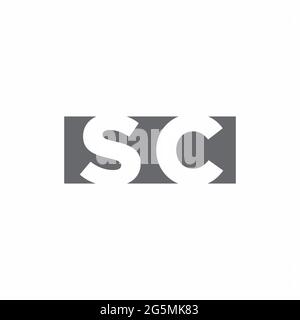 Monogramma SC Logo con modello di design in stile spazio negativo isolato su sfondo bianco Illustrazione Vettoriale