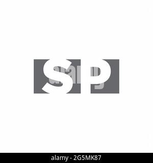 Monogramma con logo SP con modello di design in stile spazio negativo isolato su sfondo bianco Illustrazione Vettoriale
