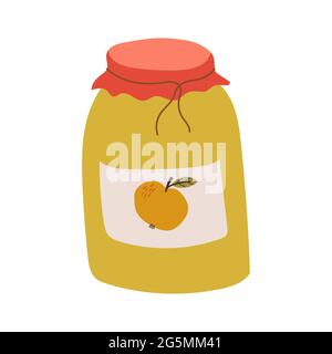 Deliziosa marmellata di mele in un vaso di casa. Illustrazione Vettoriale