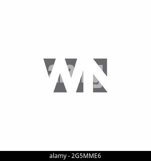 Monogramma con logo WN con modello di design in stile spazio negativo isolato su sfondo bianco Illustrazione Vettoriale