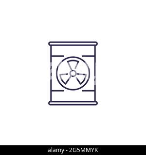 icona della linea del cilindro dei residui radioattivi Illustrazione Vettoriale