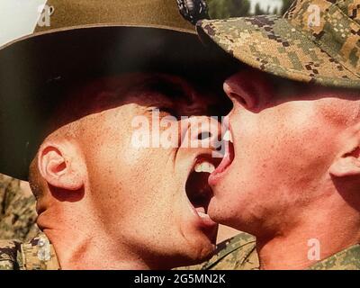 US Marines trapano a Parris Island, Carolina del Sud Foto Stock