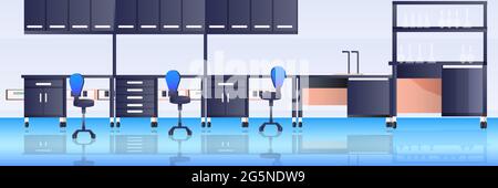 vuoto laboratorio di ricerca chimica senza persone con scienziati di attrezzature diverse concetto di educazione scientifica sul posto di lavoro Illustrazione Vettoriale