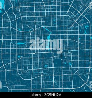 Mappa dettagliata dell'area amministrativa della città di Pechino. Illustrazione vettoriale priva di royalty. Panorama cittadino. Mappa turistica grafica decorativa di Pechino terrr Illustrazione Vettoriale
