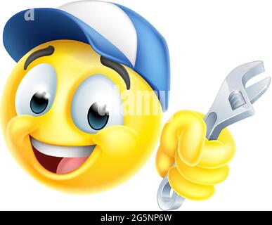 Meccanico o idraulico chiave Emoticon Emoji Illustrazione Vettoriale