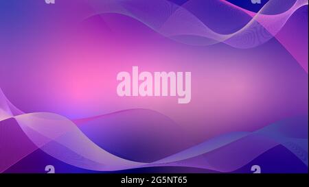 Swaying linee ondulate Abstract Wave sfondo rosa e blu con strisce gialle Illustrazione Vettoriale