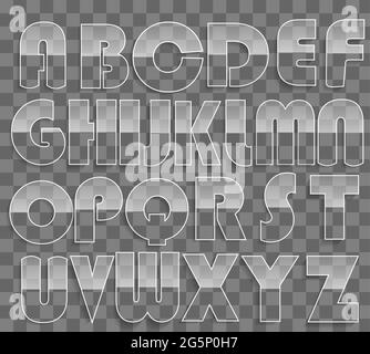 Vettore - alfabeto di vetro, lettere di plastica da A a Z Illustrazione Vettoriale
