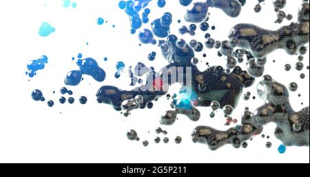 Illustrazione 3d astratta sfumatura colorata goccia liquido su sfondo bianco.concetto di design artistico e creativo Foto Stock
