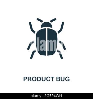 Icona di bug del prodotto. Semplice elemento creativo. Icona Bug prodotto monocromatica riempita per modelli, infografiche e banner Illustrazione Vettoriale