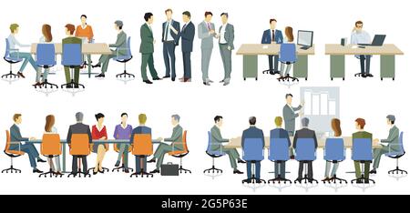 Corso e sessione e discussione in gruppo Illustrazione Vettoriale