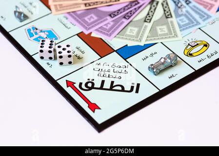 Gioco da tavolo Monopoly. Edizione Dubai. Foto Stock