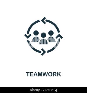 Icona lavoro di squadra. Semplice elemento creativo. Icona Teamwork monocromatica riempita per modelli, infografiche e banner Illustrazione Vettoriale