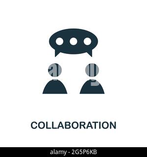 Icona collaborazione. Semplice elemento creativo. Icona di collaborazione monocromatica riempita per modelli, infografiche e banner Illustrazione Vettoriale