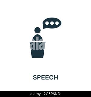 Icona vocale. Semplice elemento creativo. Icona vocale monocromatica riempita per modelli, infografiche e banner Illustrazione Vettoriale