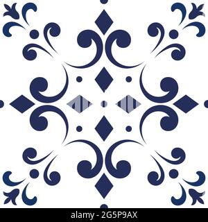 Modello Talavera. Azulejos portogallo. Ornamento turco. Mosaico di piastrelle marocchine. Porcellana spagnola. Stoviglie in ceramica, stampa folk. Ceramica spagnola. Background etnico. Carta da parati mediterranea senza cuciture. Illustrazione Vettoriale