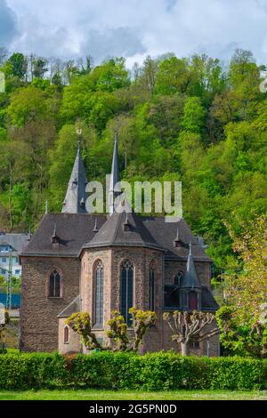 Chiesa cattolica di San Goar e Santa Elisabetta a San Goar, alta Valle del Medio Reno, patrimonio mondiale dell'UNESCO, Renania-Palatinato Germania Foto Stock