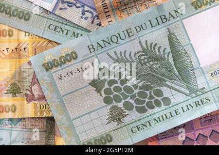 Lira Libanese (Sterlina Libanese) valuta - la valuta libanese ha perso più del 90 per cento del suo valore da ottobre 2019 Foto Stock