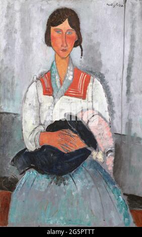 Donna gitana con bambino di Amedeo Modigliani 1919. National Gallery of Art a Washington, USA Foto Stock