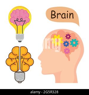 collezione icone brains Illustrazione Vettoriale