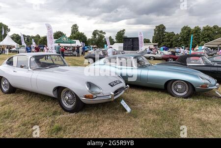 E Type Jaguar al Classic Car Show Syon Park di Londra 2021 Foto Stock