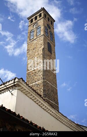 Sahat-kula (torre dell'orologio) a Sarajevo. Bosnia-Erzegovina Foto Stock
