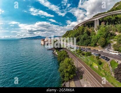 Château de Chillon, Lac Léman Foto Stock