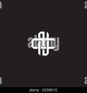 Lettera iniziale sovrapposta interlock logo monogramma linea art stile isolato su sfondo nero modello Illustrazione Vettoriale