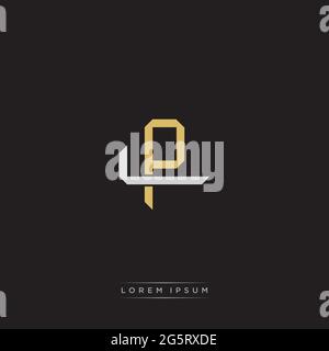 Lettera iniziale sovrapposta interlock logo monogramma linea art stile isolato su sfondo nero modello Illustrazione Vettoriale