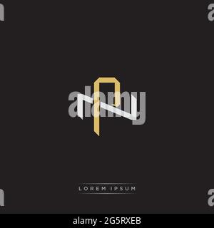 Lettera iniziale sovrapposta interlock logo monogramma linea art stile isolato su sfondo nero modello Illustrazione Vettoriale