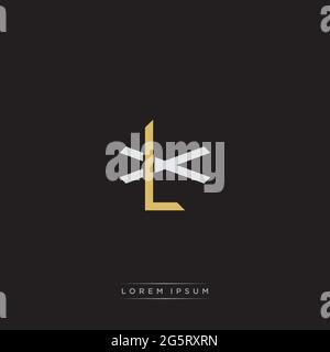 Lettera iniziale sovrapposta interlock logo monogramma linea art stile isolato su sfondo nero modello Illustrazione Vettoriale