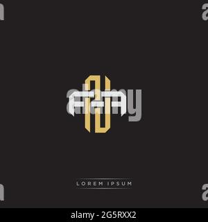 Lettera iniziale sovrapposta interlock logo monogramma linea art stile isolato su sfondo nero modello Illustrazione Vettoriale