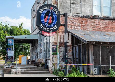 Ground Zero Blues Club a Clarksdale, Mississippi, co-posseduto dall'attore Morgan Freeman, Clarksdale è detto essere Ground zero per il blues. Foto Stock