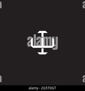 Lettera iniziale sovrapposta interlock logo monogramma linea art stile isolato su sfondo nero modello Illustrazione Vettoriale
